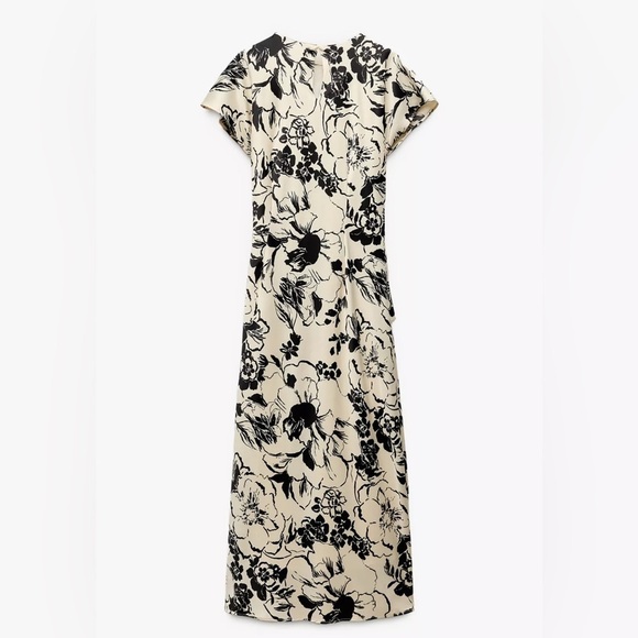 Zara satin print midi dress - Picture 4 of 5